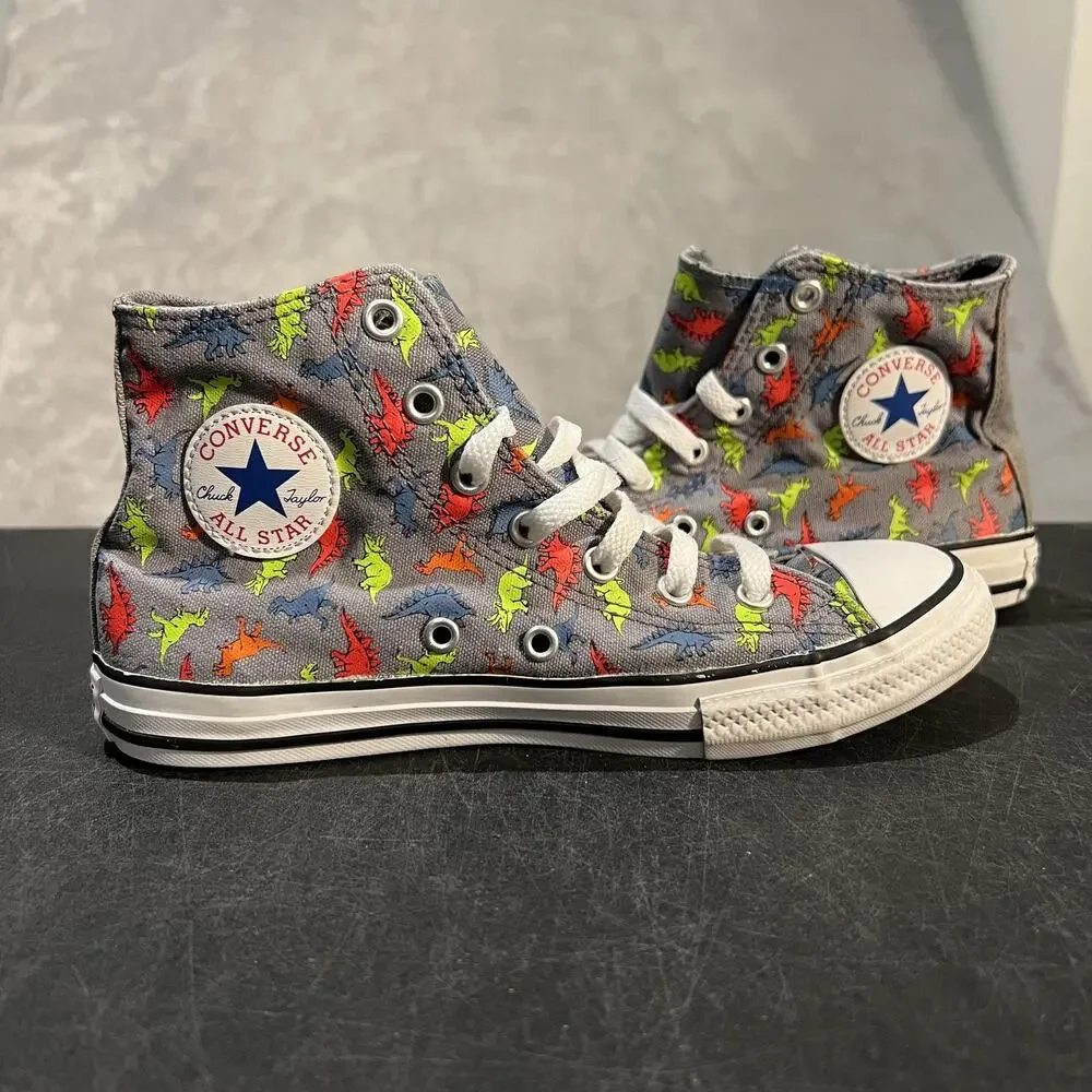 Converse Chuck Taylor All Star Dinoverse Shoes Youth Size 3 Gray High Top
